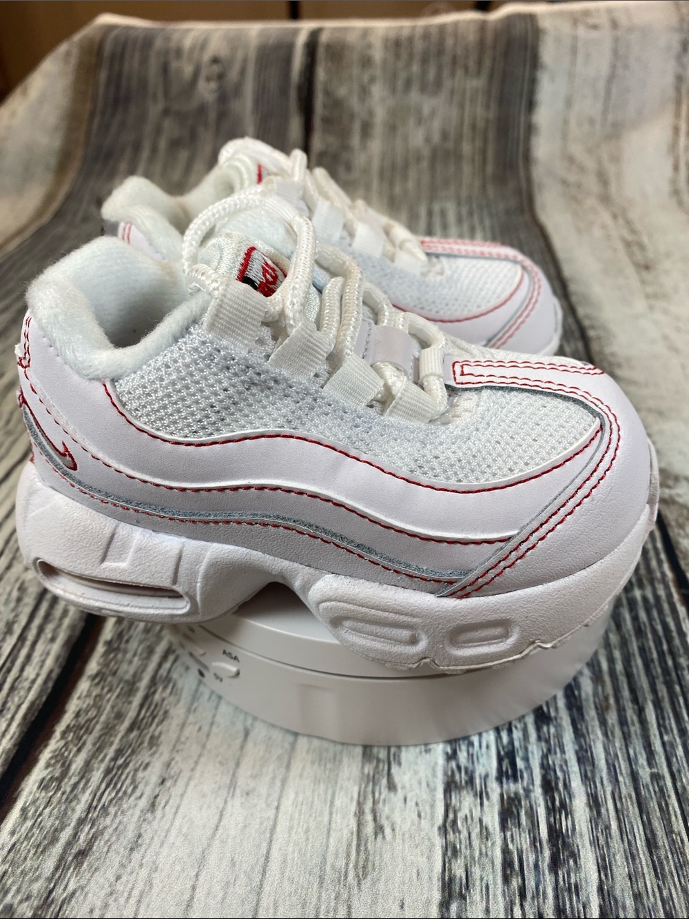 Nike Air Max 95 Recraft Toddler White Red Sneakers Size 5C